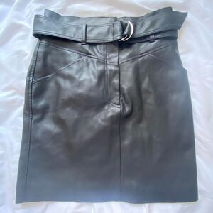 NWT H&M Black Faux Leather Moto Skirt